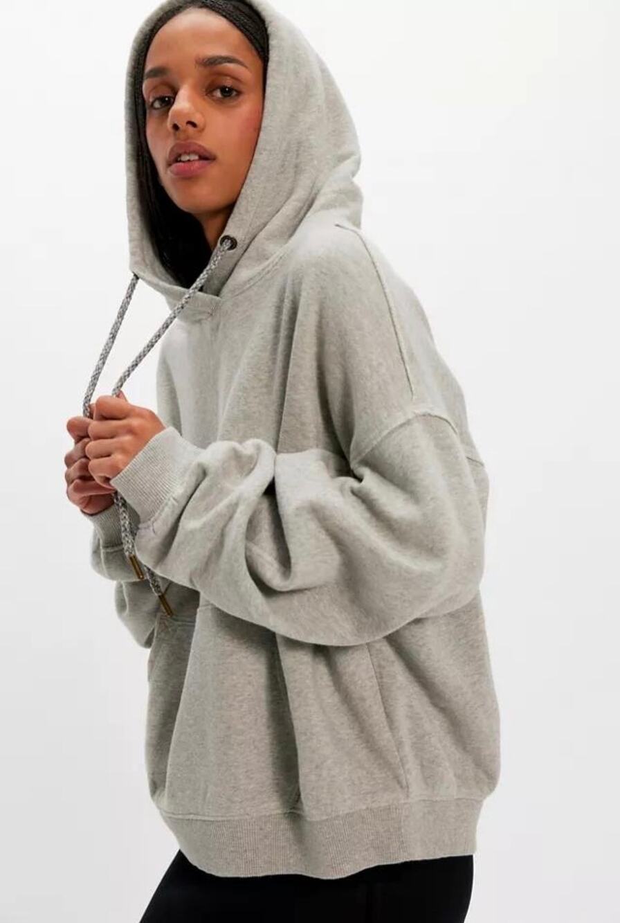 NWT Free People We The Free Of A Feather Oversized 100% Cotton Hoodie Grey L